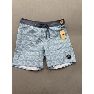 Quiksilver Shorts Mens 33 Blue Highline Recycled Boardshorts 18" Hemp Blend